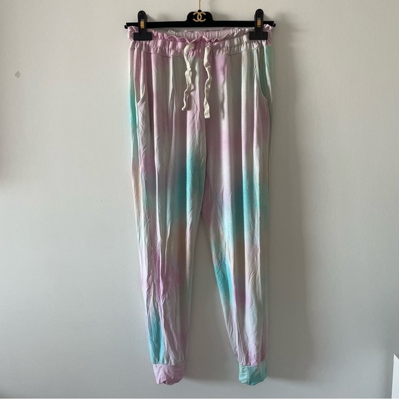 Stripe & Stare lightweight jogger lounge pants size small pastel tie dye soft - Picture 1 of 3